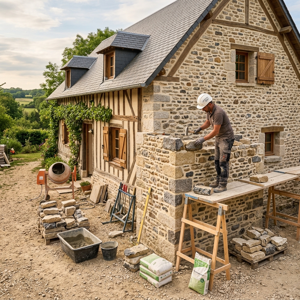 Rénovation de mur en pierre traditionnelle